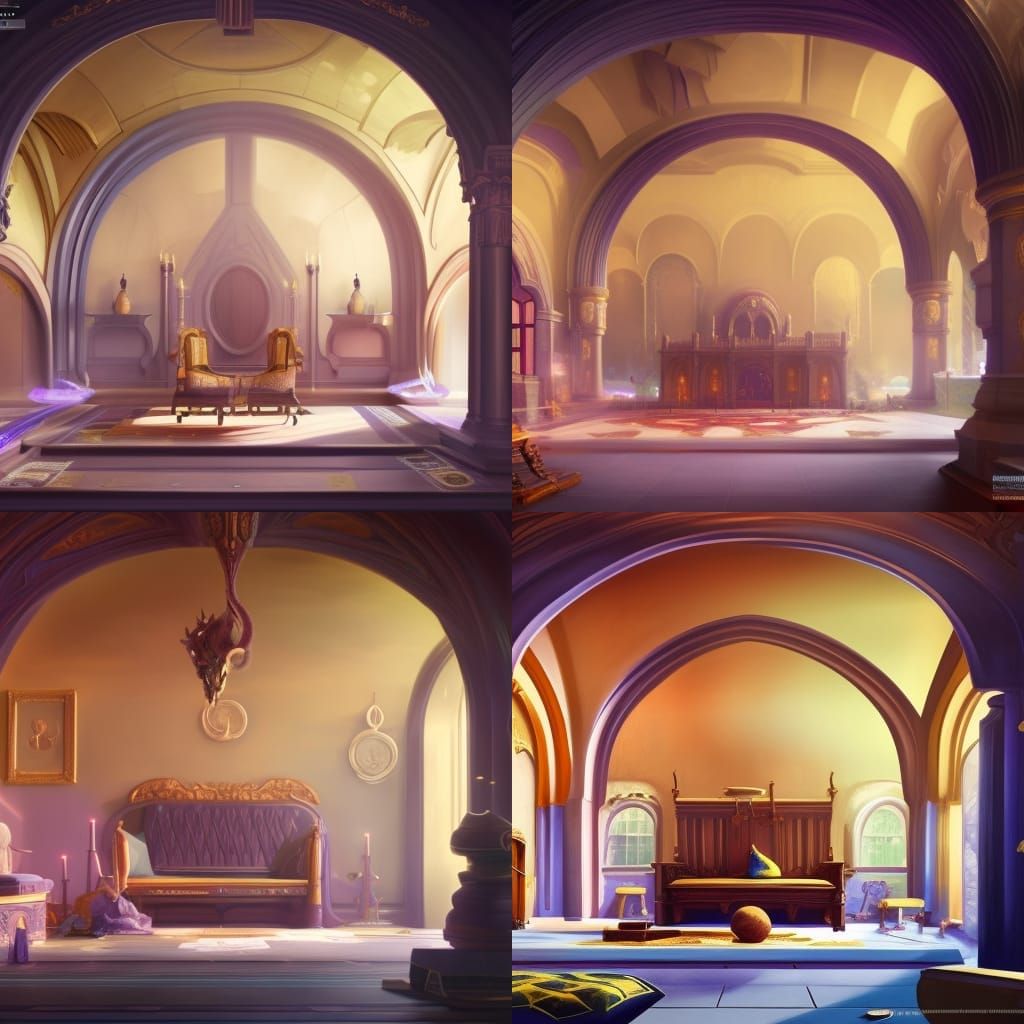 Opulent Dormitory with Golden Cat Statues, Detailed 8K