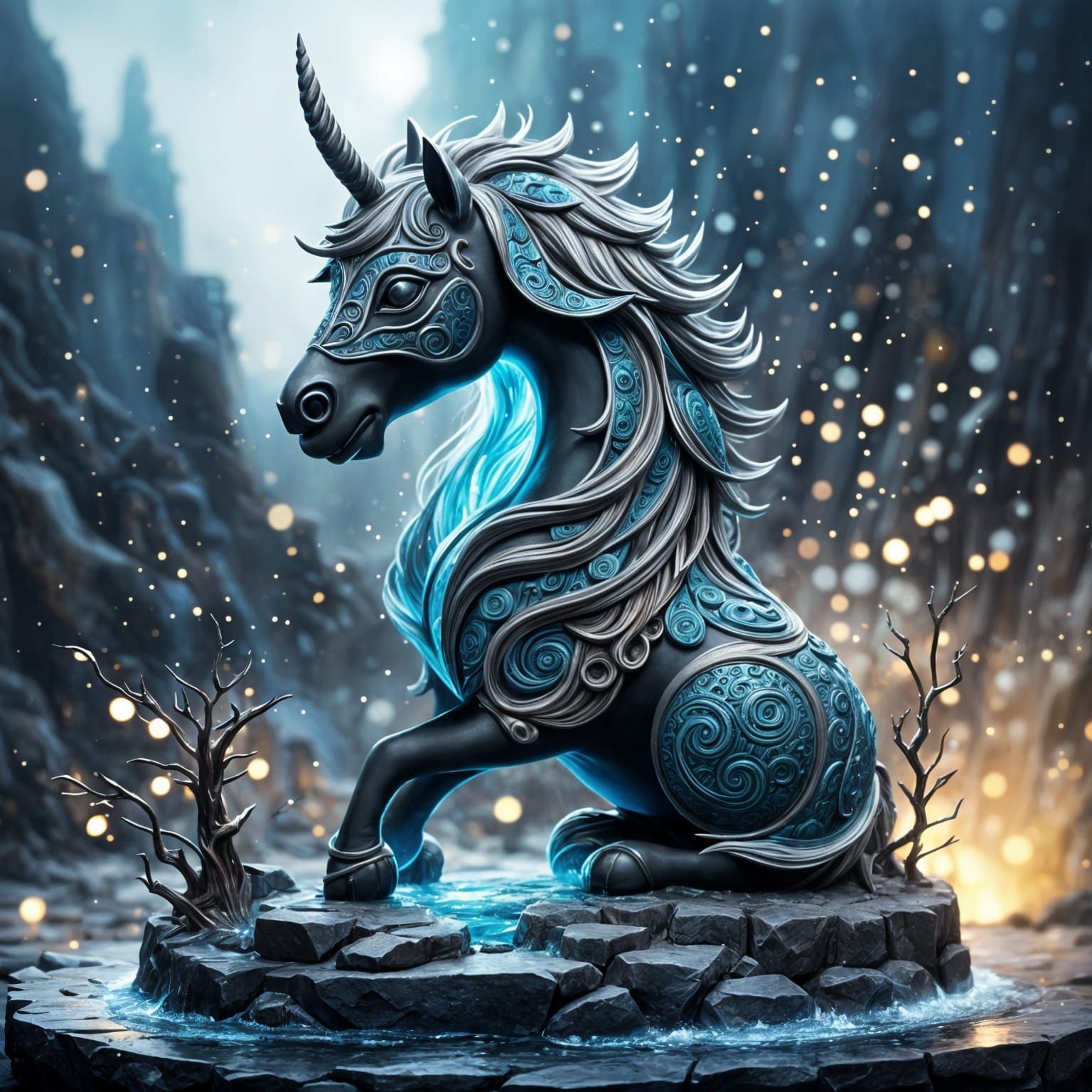 Cute Nordic Sculpture in a Splash Art Style