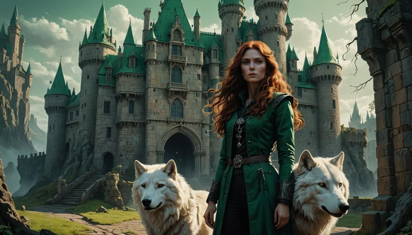 Eldritch Concept Art: Woman, Wolf and Castle