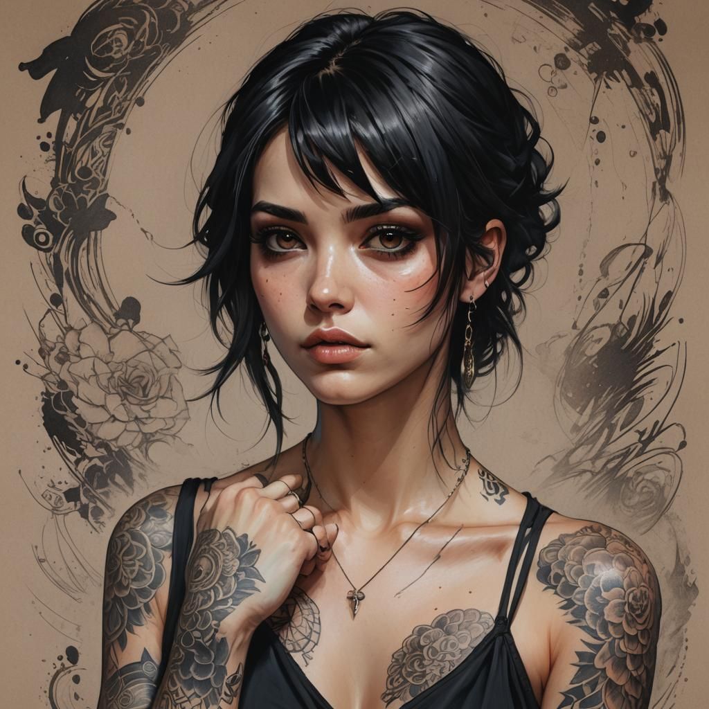 Gorgeous Woman Portrait in Anime Art Style