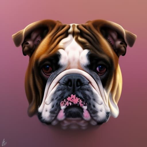 Hyperdetailed English Bulldog Portrait in Digital Art Style