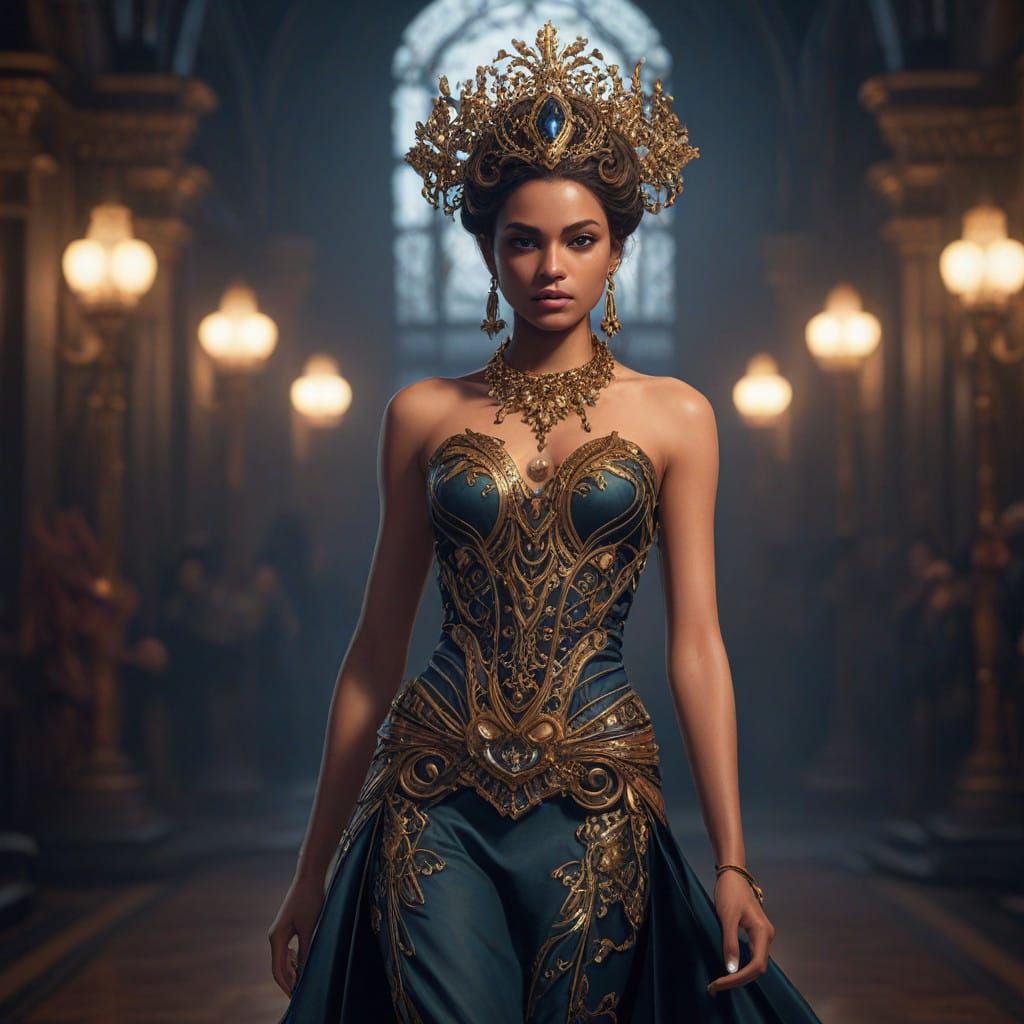 Confident Model Struts on the Catwalk in Avant-Garde Fashion