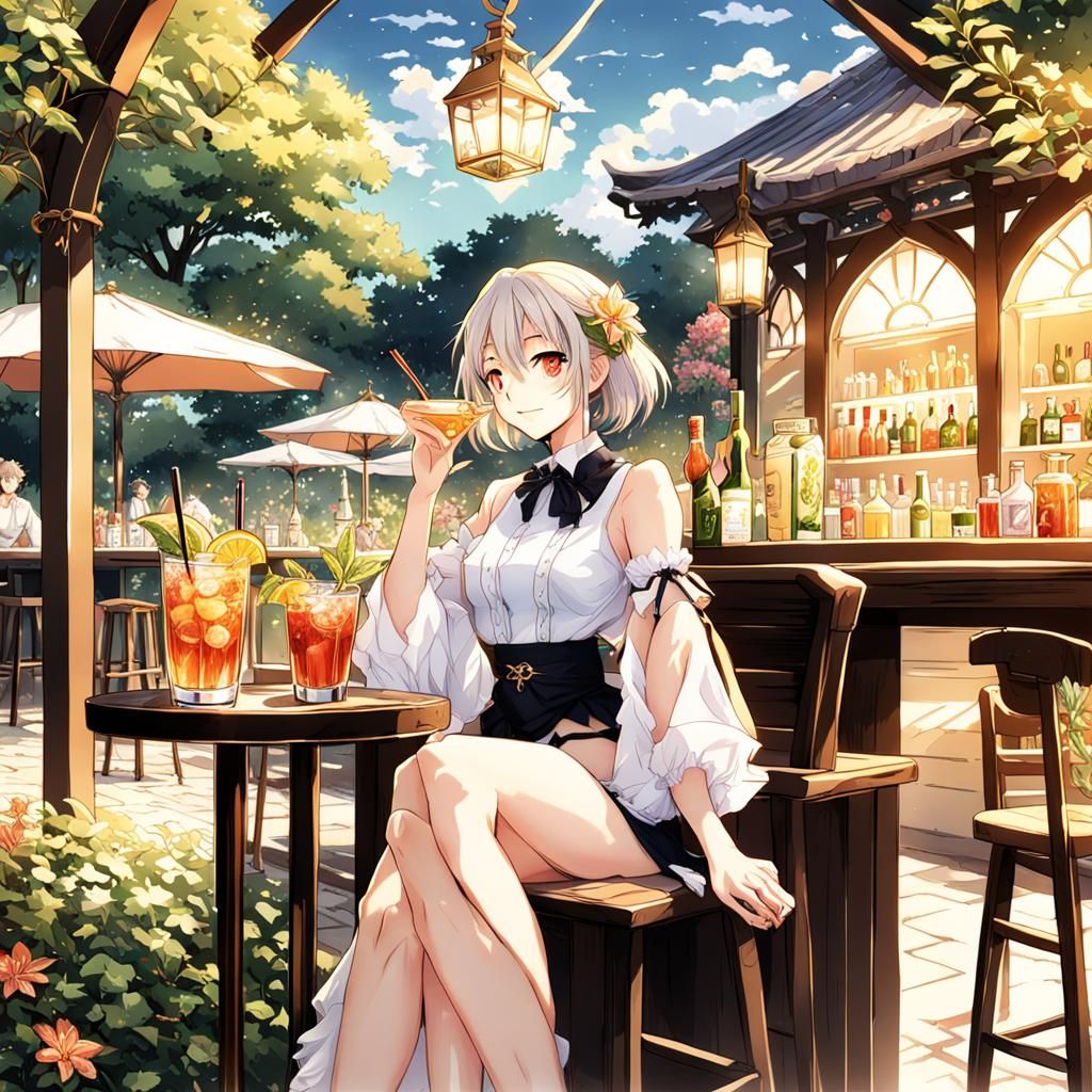 Honeysuckle and Cocktail in Anime Art Style