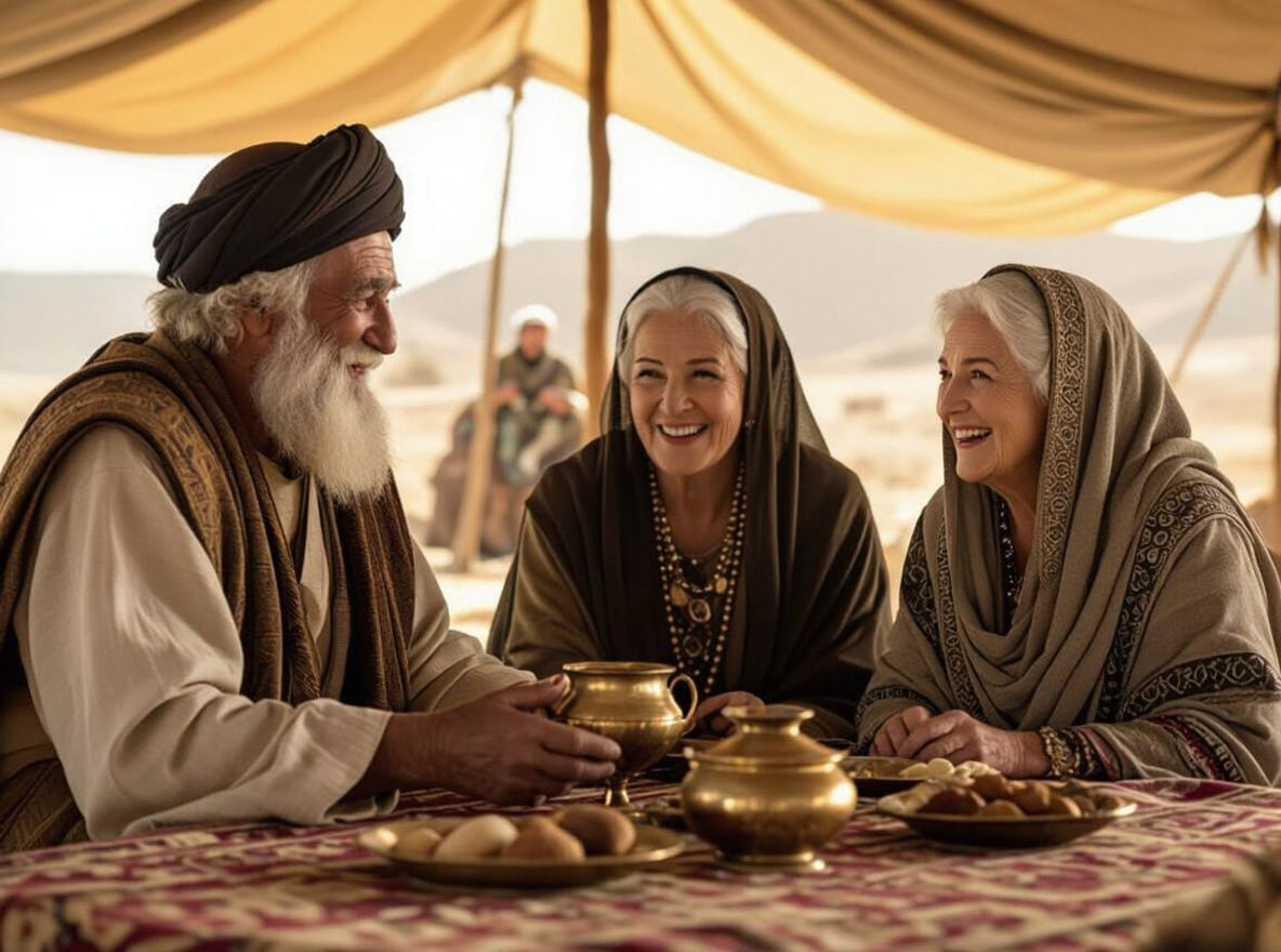 Abraham Serves Guests: A Cinematic Biblical Scene