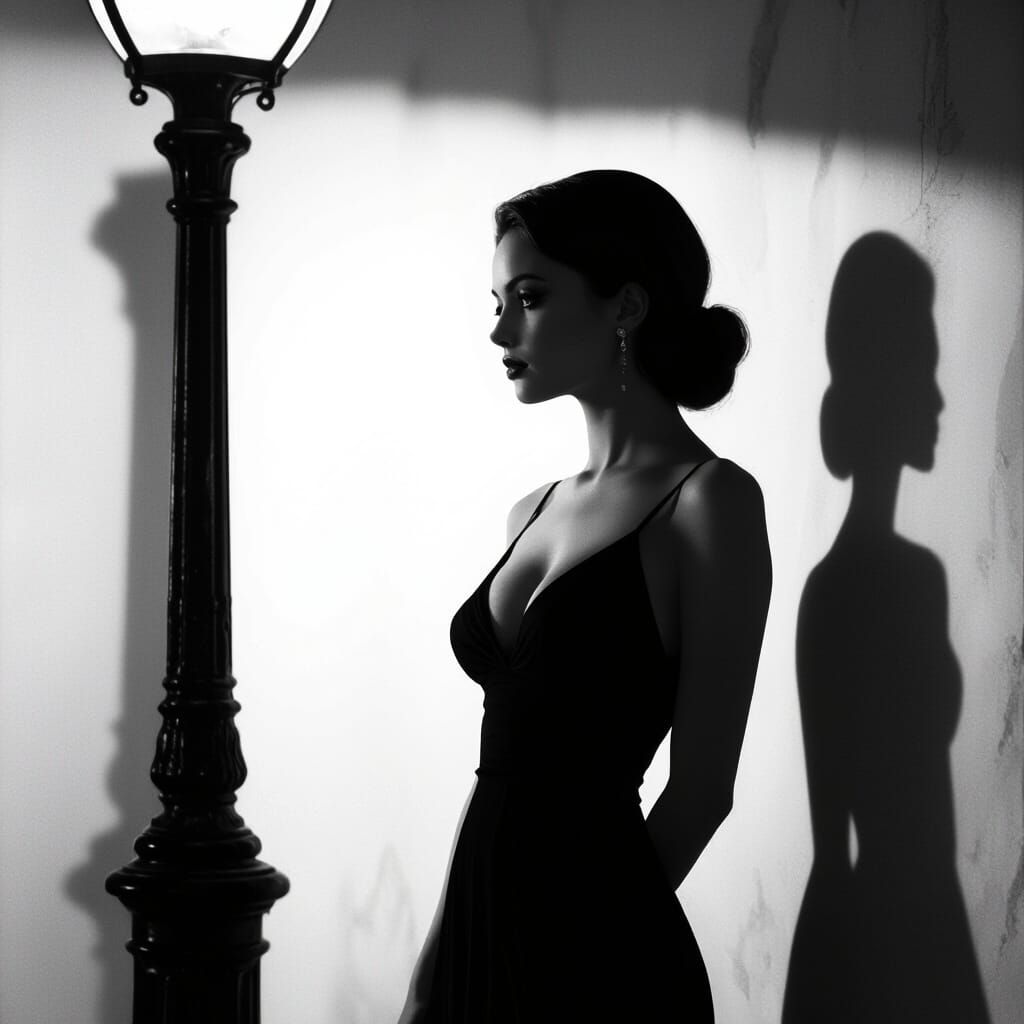 Noir Silhouette of a Russian Woman in Black and White