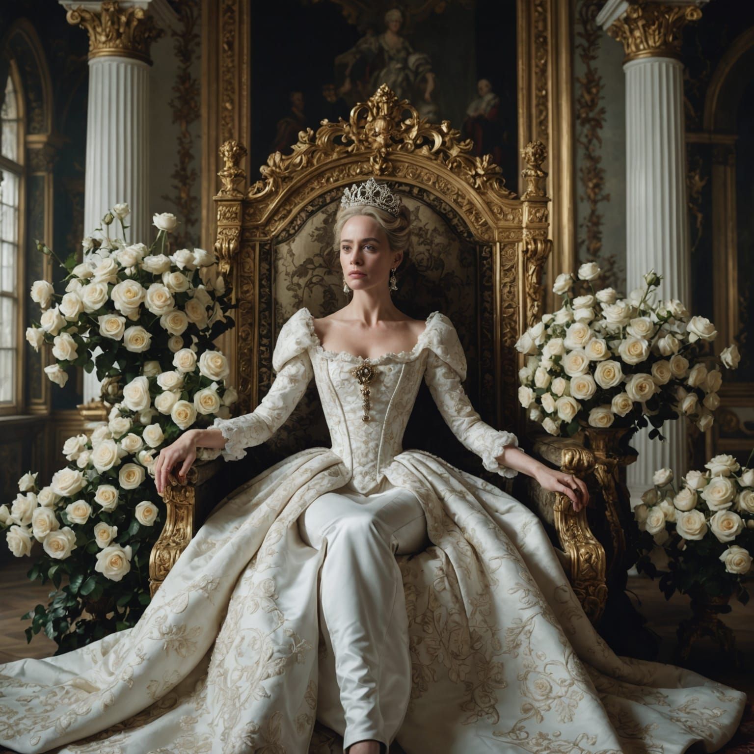 Queen on Floral Throne in Baroque Rococo Style