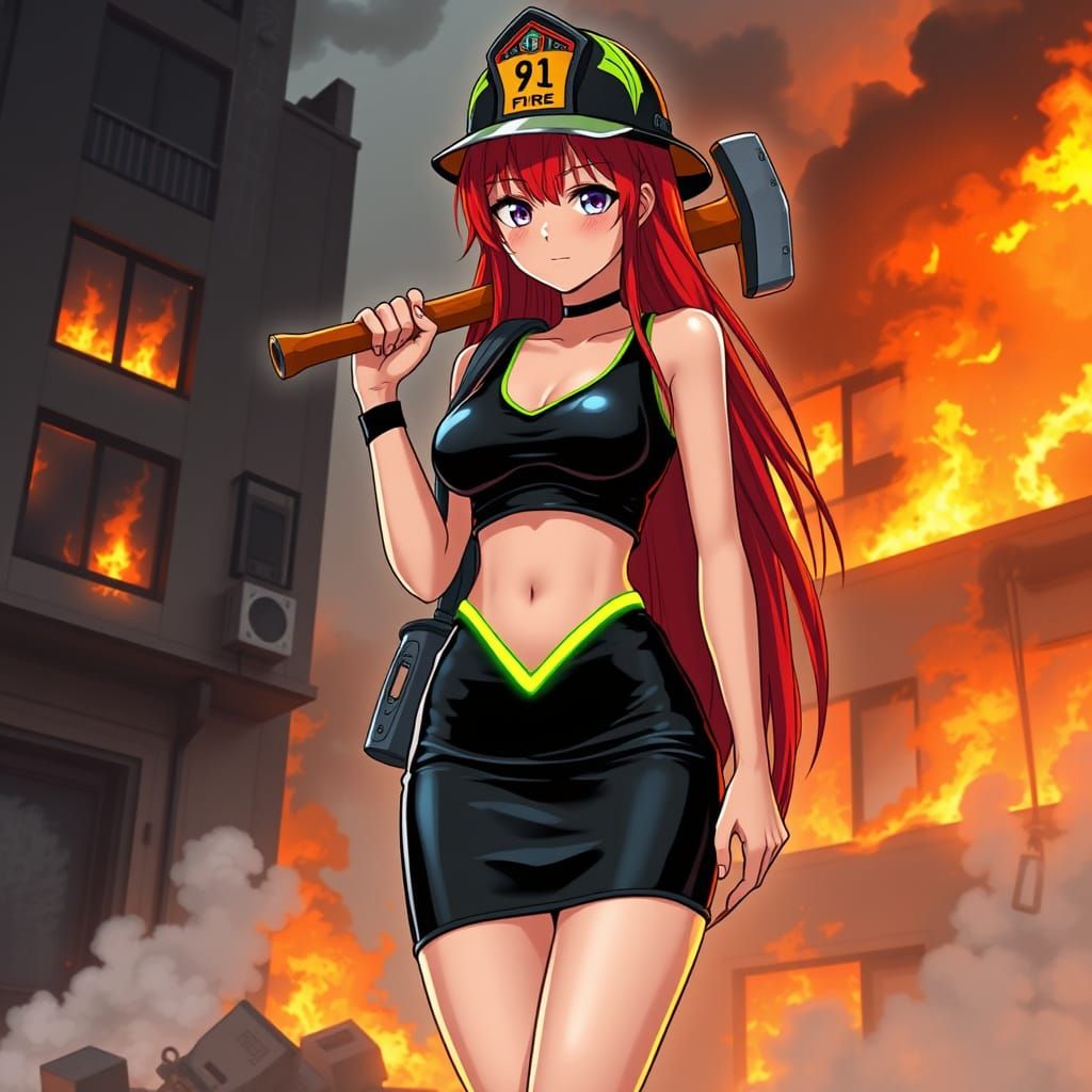 Anime Girl Embarks in Fiery Blaze