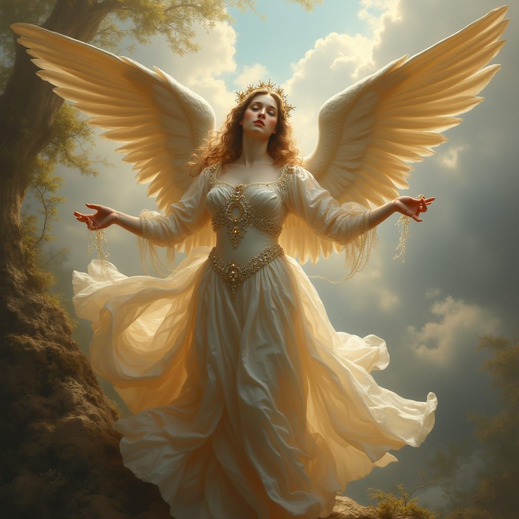 Rococo Angel of Victory in Heraldic Splendor