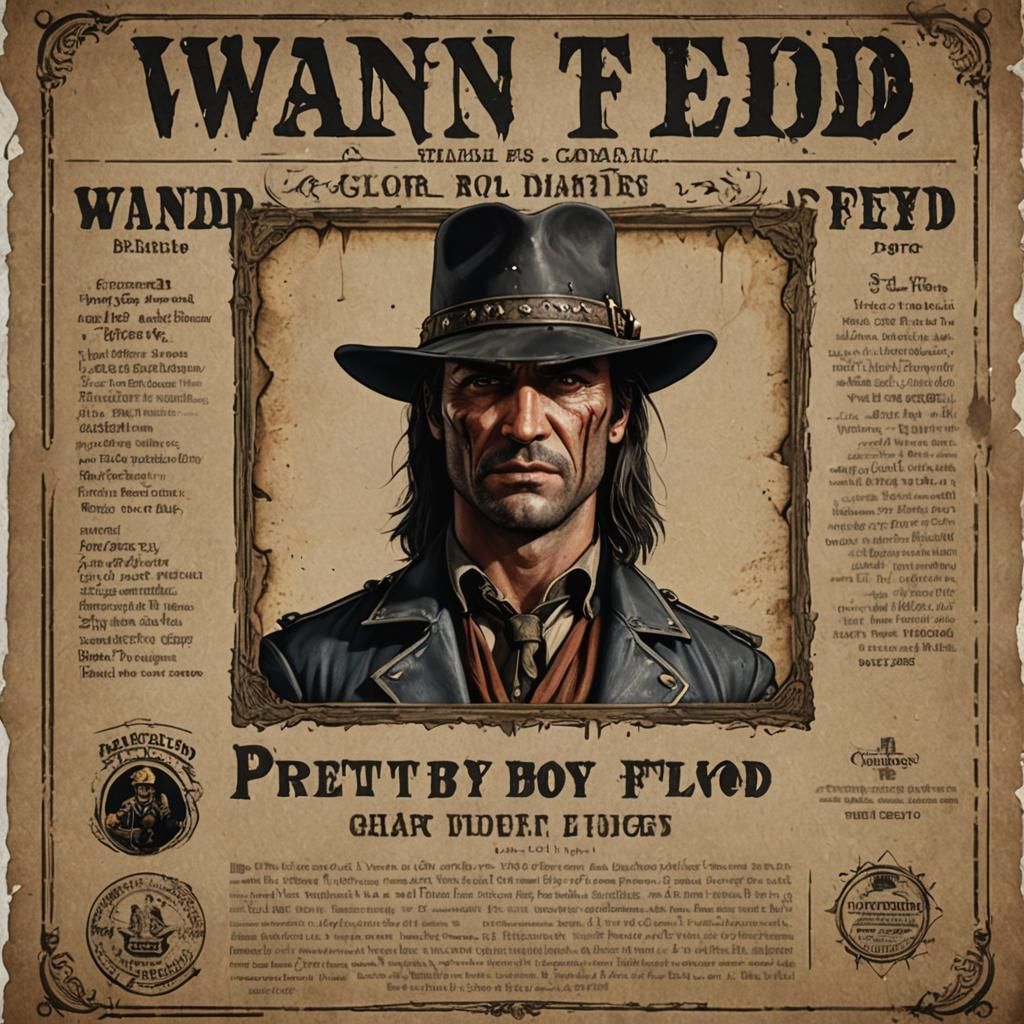 Wanted Poster for Pretty Boy Floyd: Detailed Matte Painting