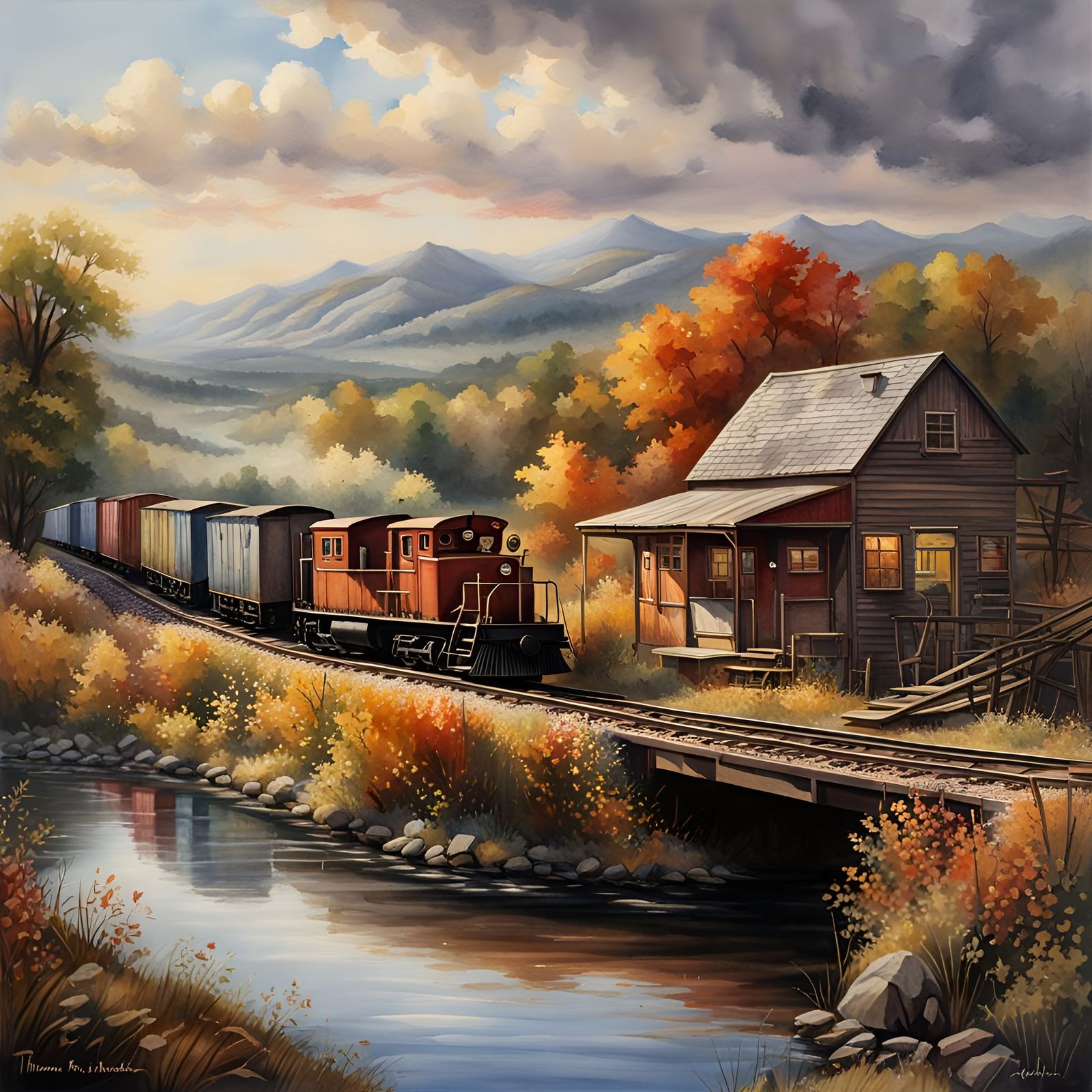 Hyperrealistic Snacks by River in Watercolor Style