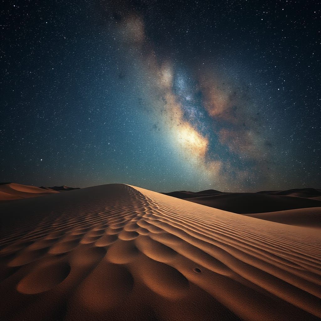 Stunning Desert Night Landscape in Weathered Texture