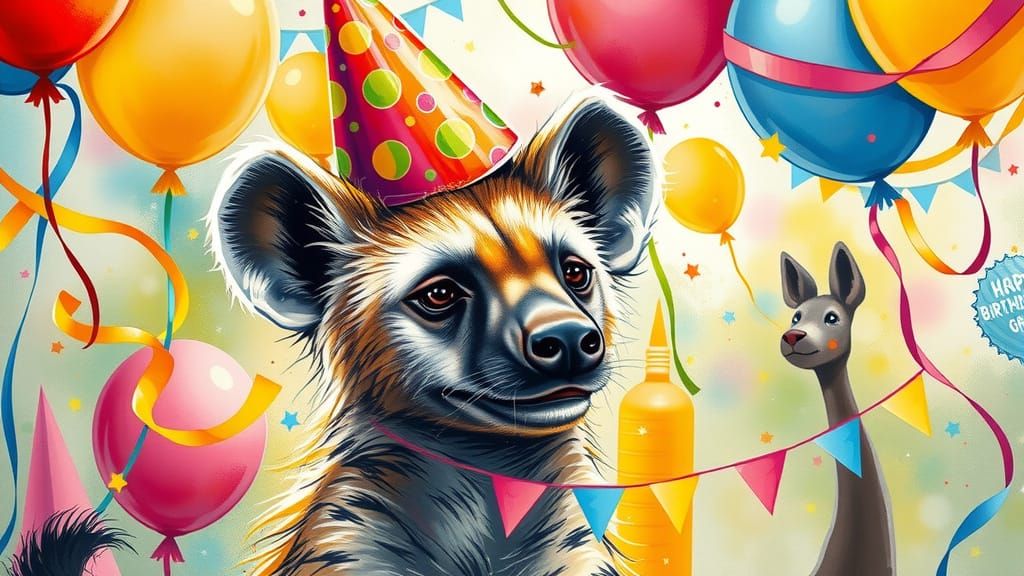 Hyena's Birthday Party on the Savannah in Alcohol Ink