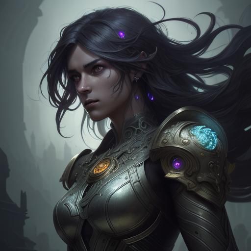 Mystical Robo-Battles in Dark Fantasy Style