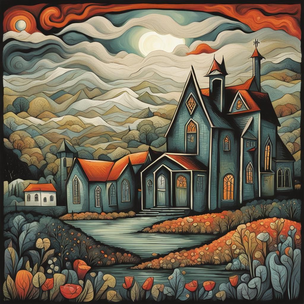 Whimsical Landscape with Bold Colors