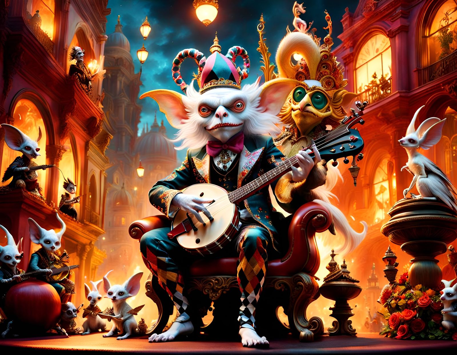 Apocalyptic Gremlin Minstrel in Baroque Setting