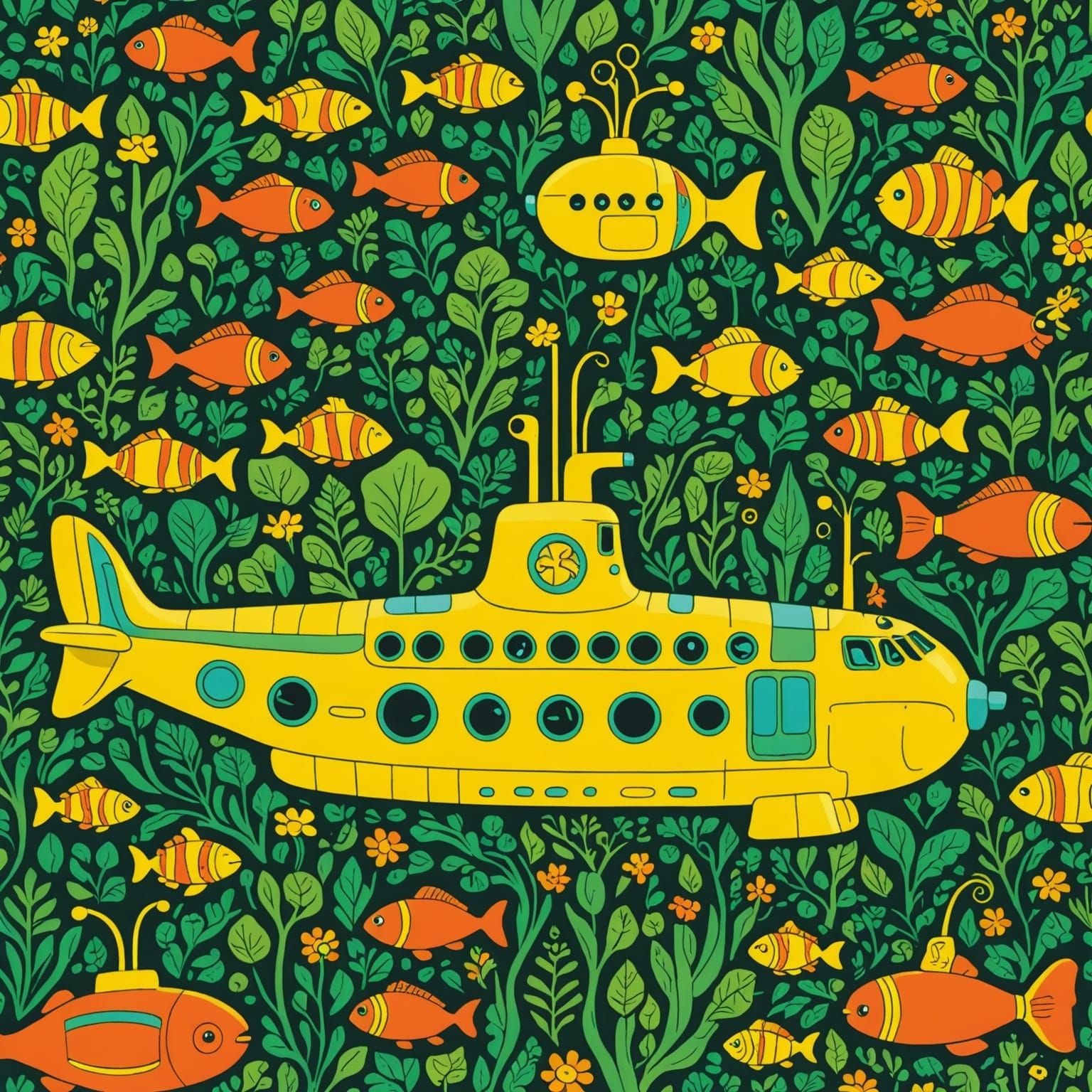 Psychedelic Yellow Submarine in a Sea of Green