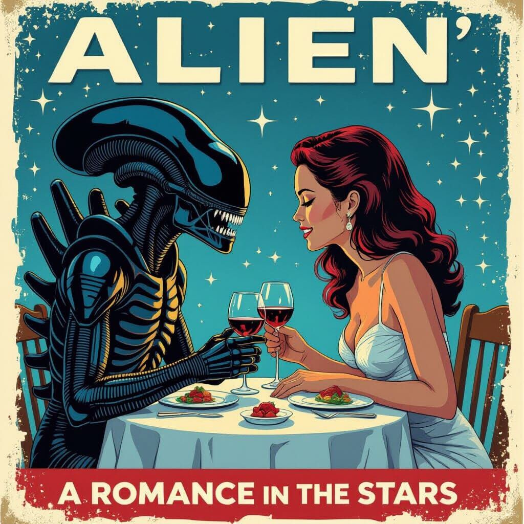 Xenomorph and Ripley's Romantic Dinner Movie Poster