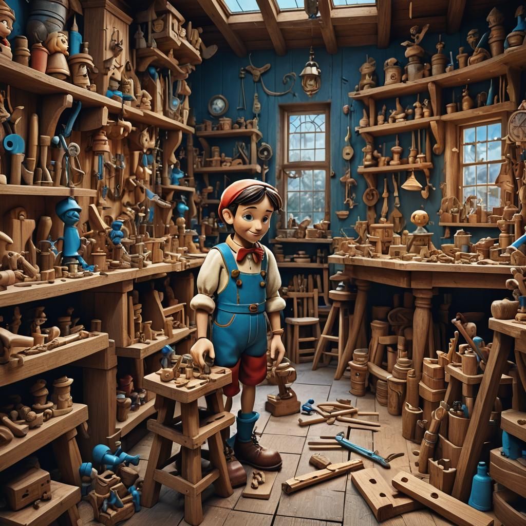 Disney-Style Pinocchio in Wood Carving Workshop