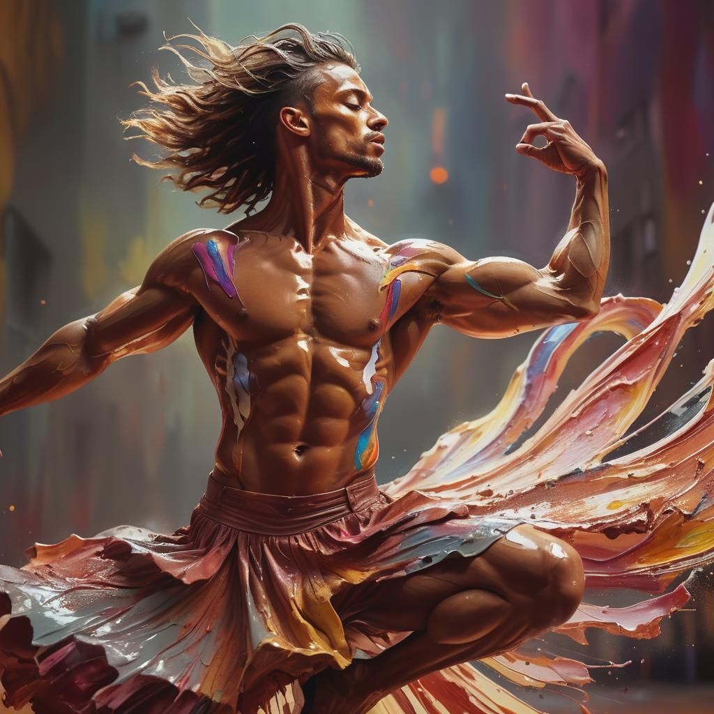 Dynamic Male Dancer in Vibrant Street Art Style