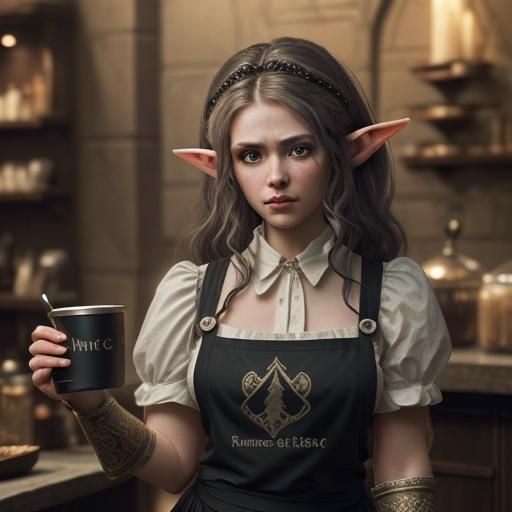 Elf Princess Barista in Epic Digital Painting