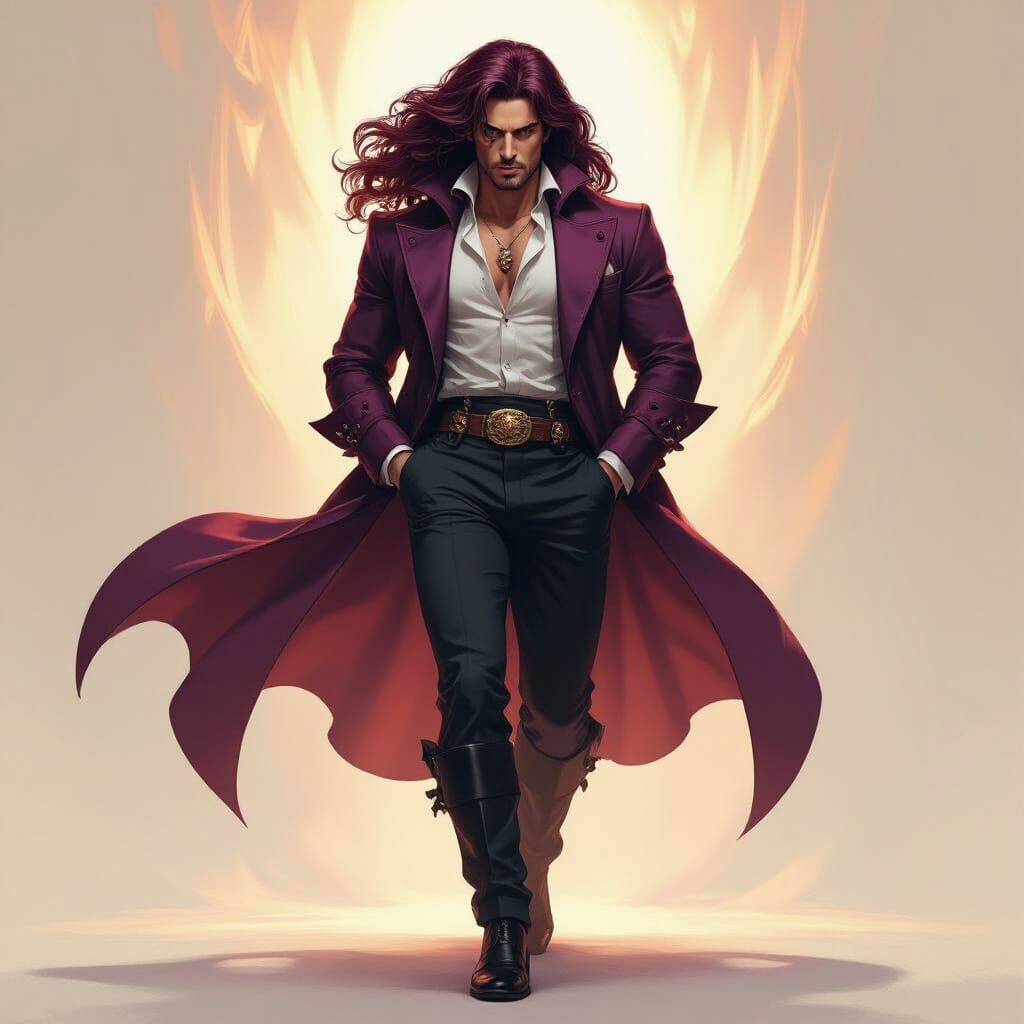 Man with Wine Hair in Dynamic Digital Painting