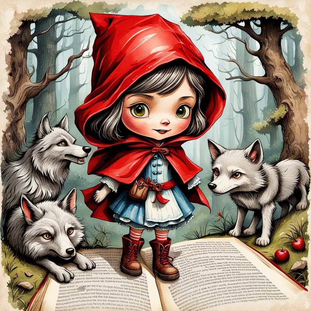 Storybook Red Riding Hood and the Angry Wolf