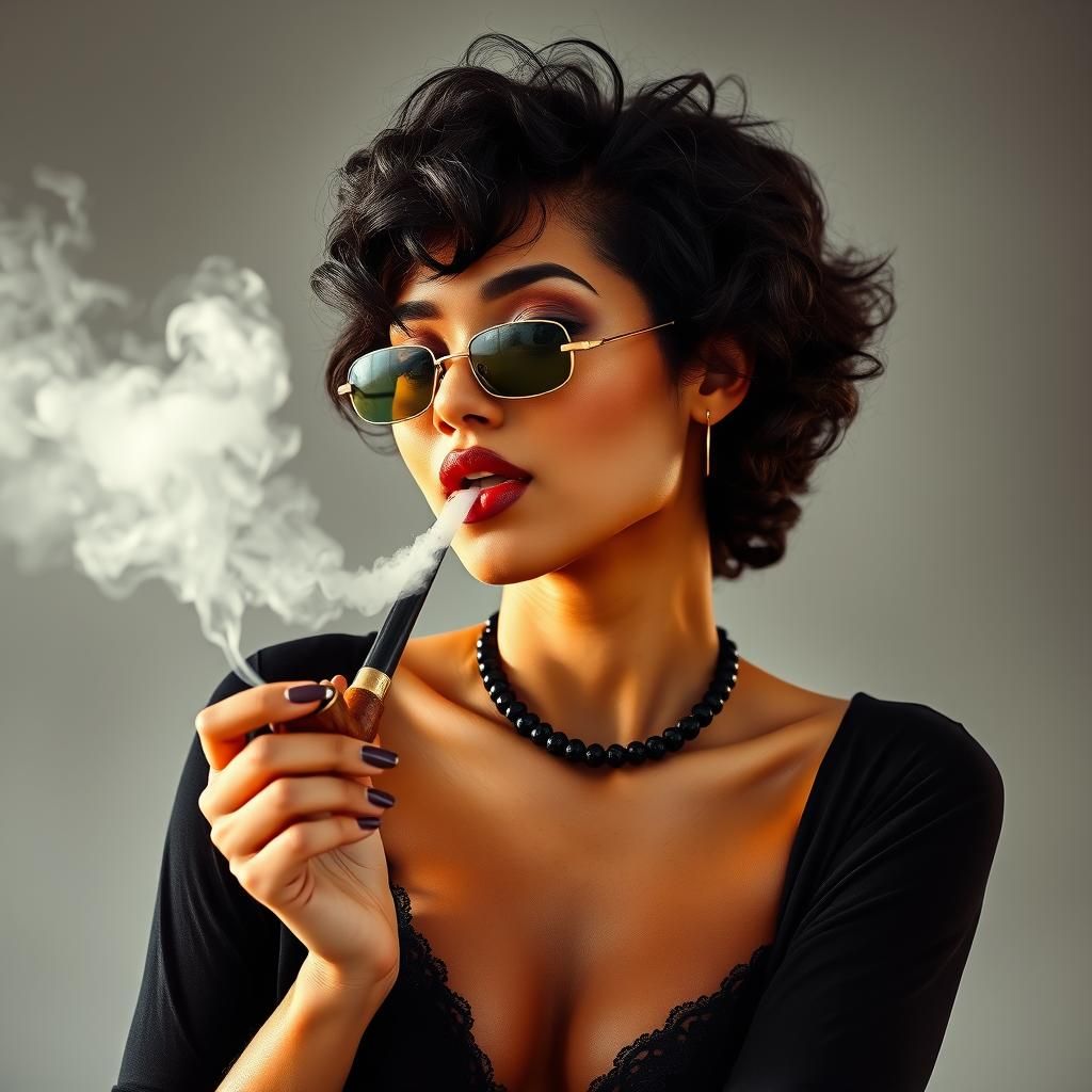 Woman Exhaling Musical Notes in Digital Art