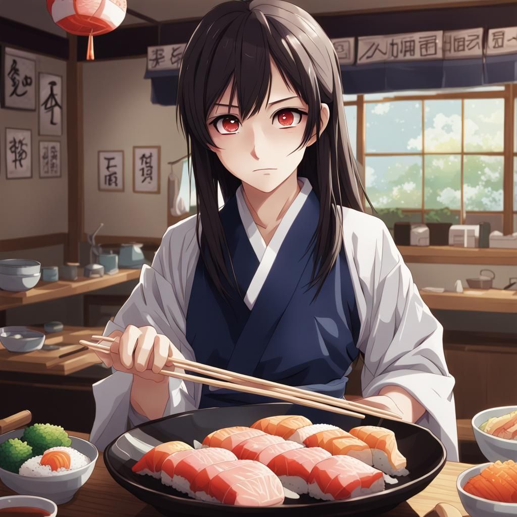 Sushi in Anime Key Visual Style