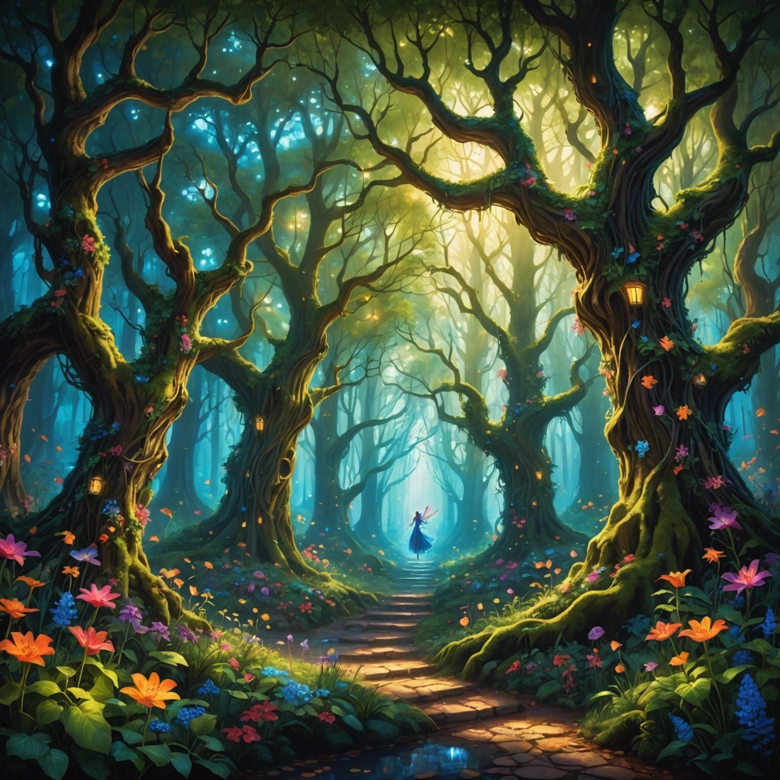 Enchanted Forest: Mystical Creatures in a Fairy Tale Paintin...