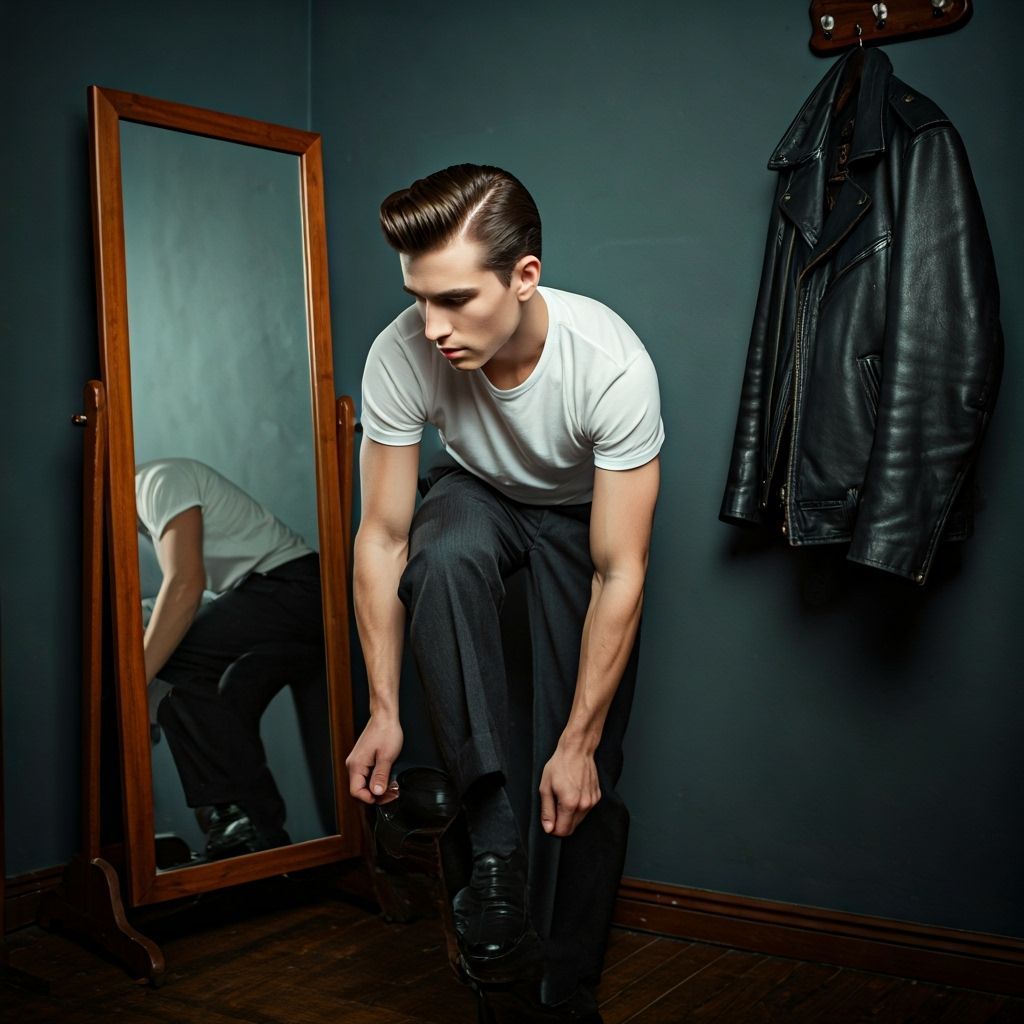 1950s Young Man Shining Shoes, Professional Photography