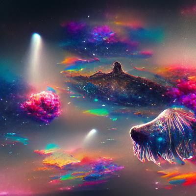 Holographic Comet Astral Illustration in Mixed Media