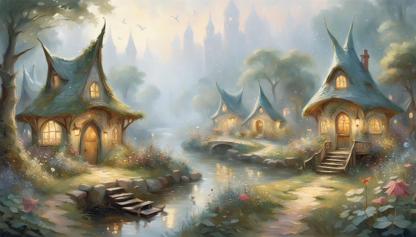 Enchanting Fairy Village with Ethereal Details