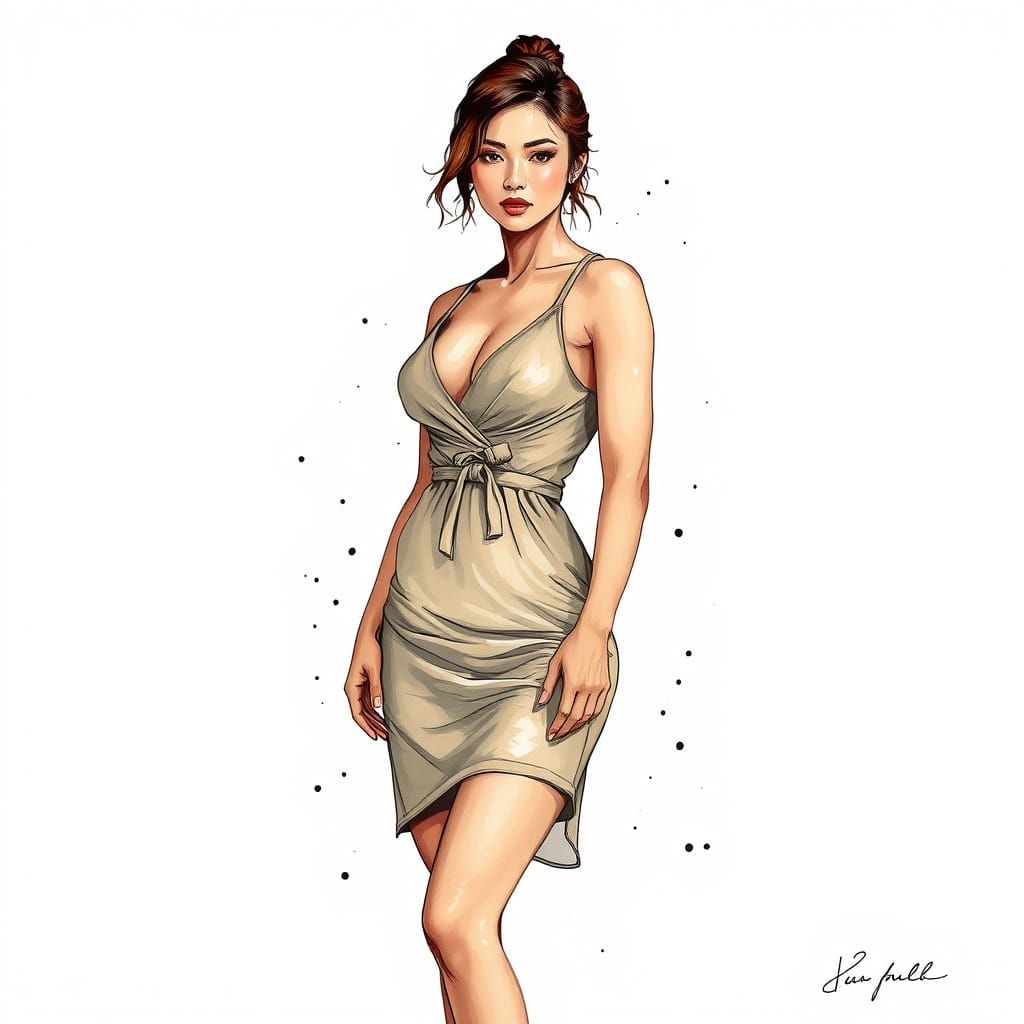 Muscular Vietnamese Woman in Sheer Dress