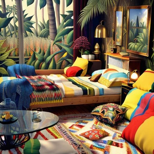 Photorealistic 3D Scene in Henri Rousseau Style