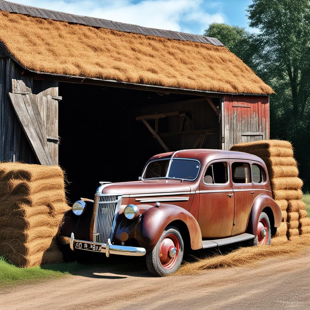 Vintage 1940 Vauxhall Barn Find: Hyperrealistic Photo
