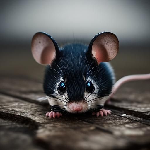 Adorable Fluffy Cartoon Mouse with Big Eyes