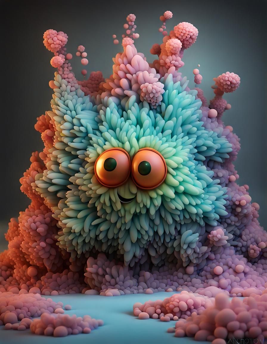 Fluffy Graffiti Character in 3D Stumpwork Style