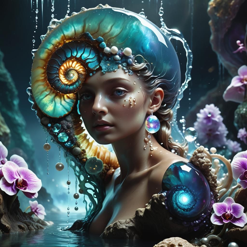 Water Elemental Amidst Liquid World, Digital Art