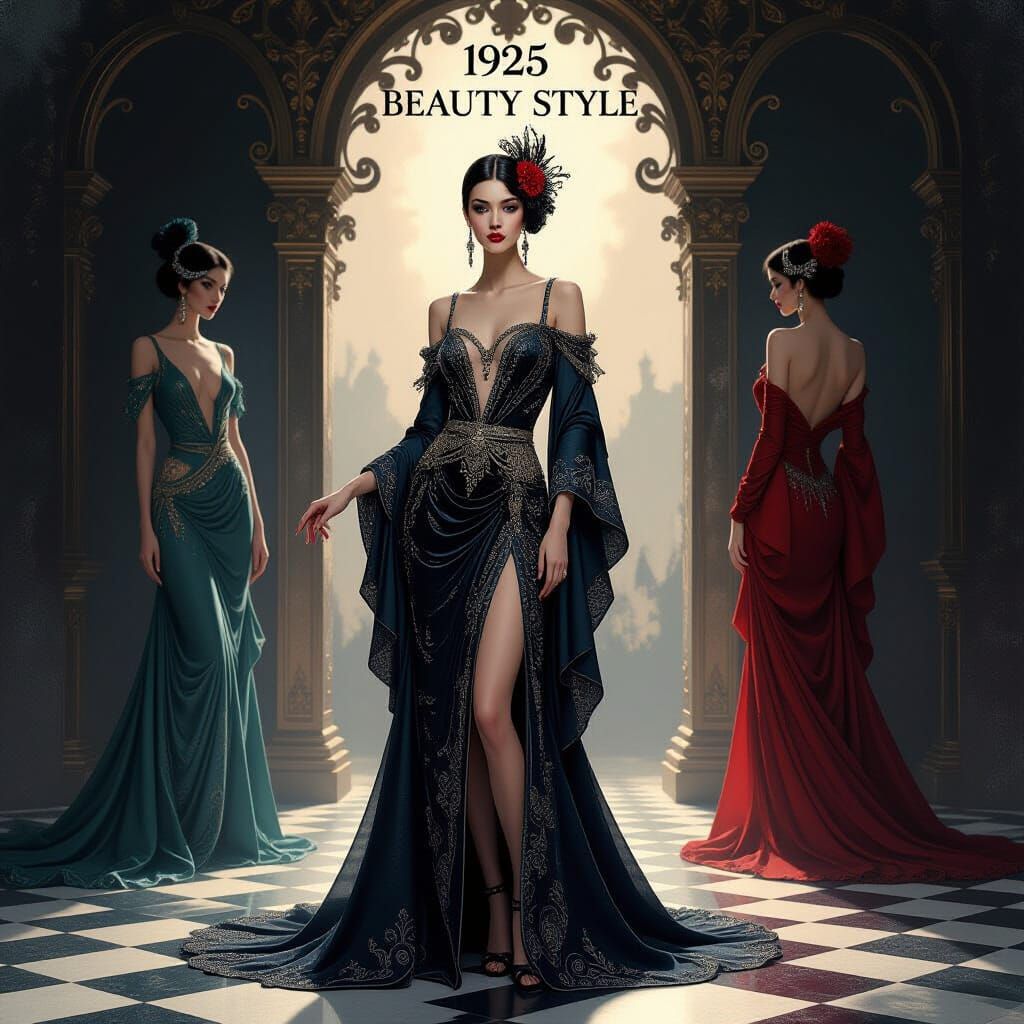 1925 Dark Fashion Style: Ornate Beauty