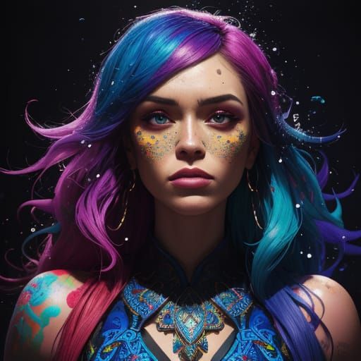 Melanie: Vibrant Ink Splash Art Portrait