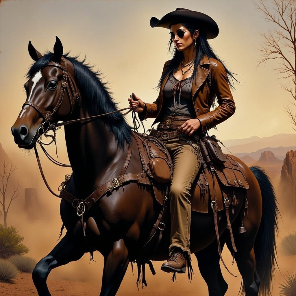 Western Women in Frederic Remington Style