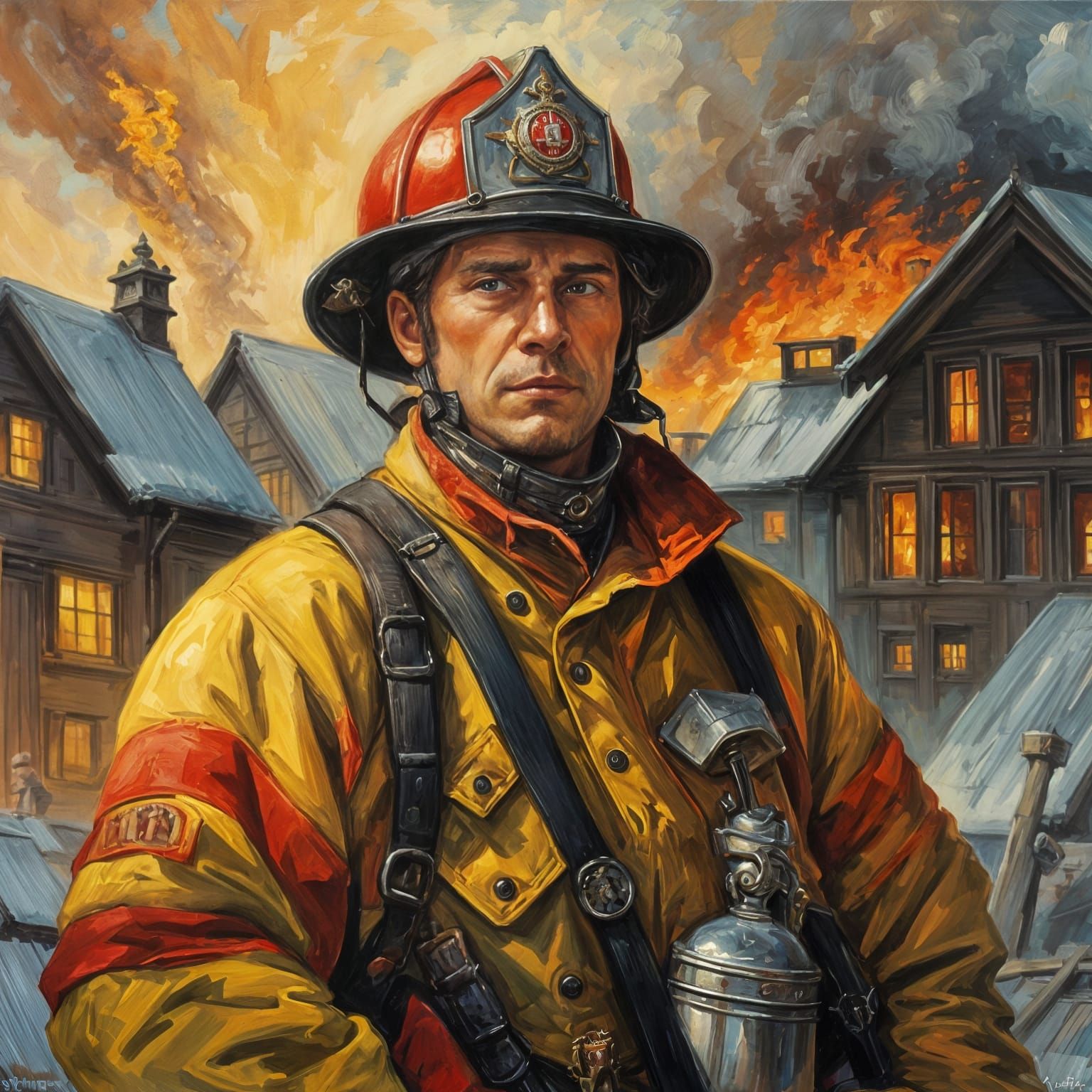 Firefighter Stepan Vasilyevich in Action