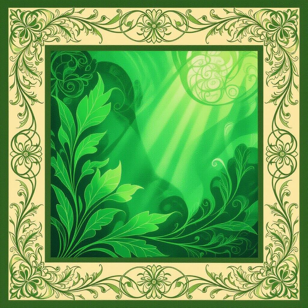 Emerald Green Abstract Art Nouveau Botanical Frame