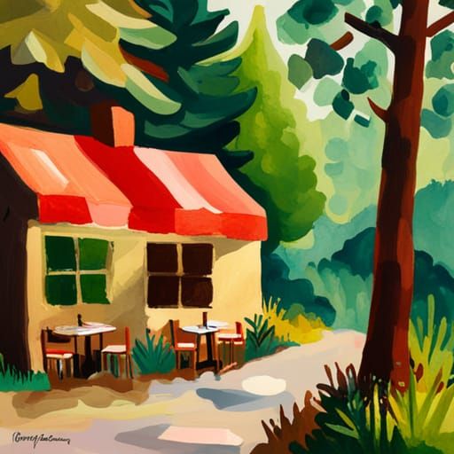 Small restaurant in the woods