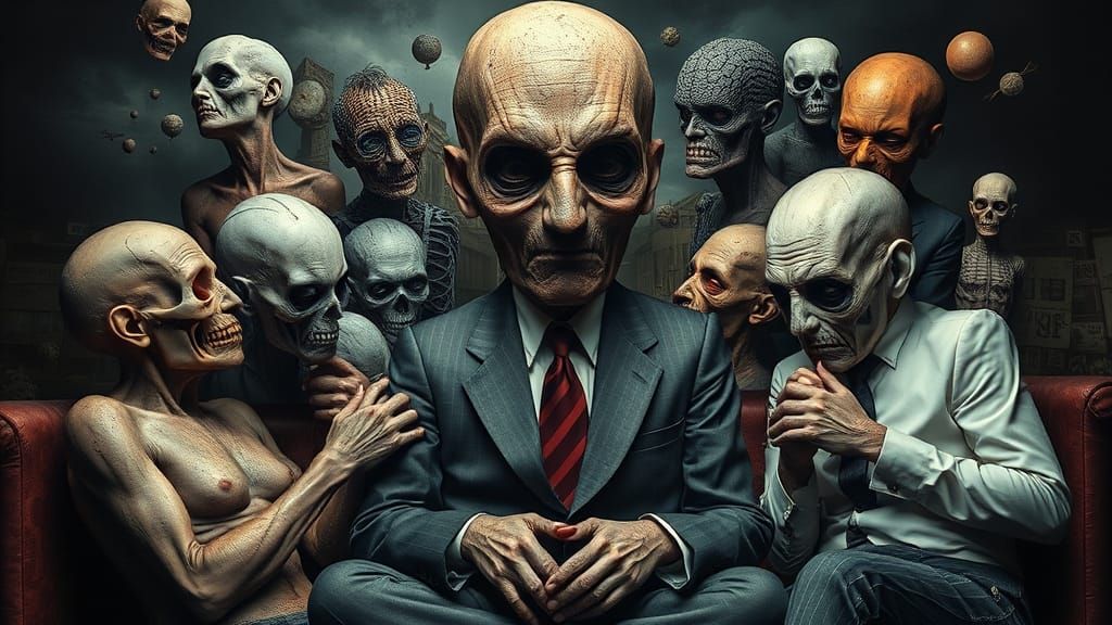 Surreal Collage of Unsettling Moments in a Dreamlike Aesthet...