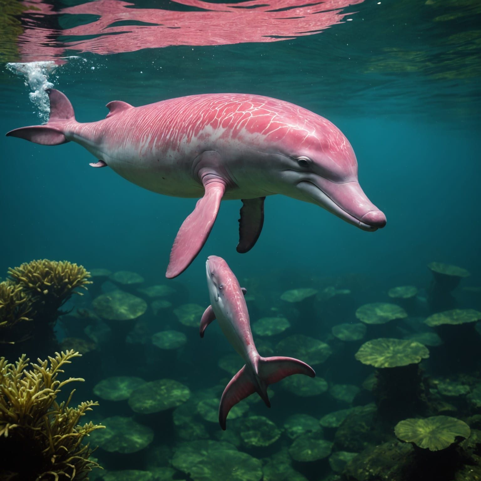 Pink Amazon River Dolphin in South America