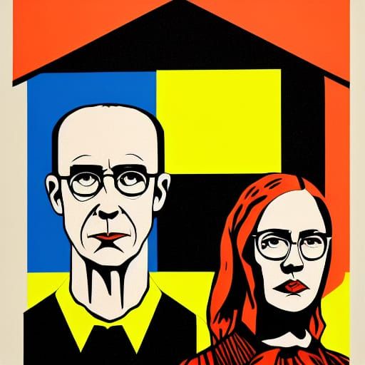American Gothic Pop Art Screen Print