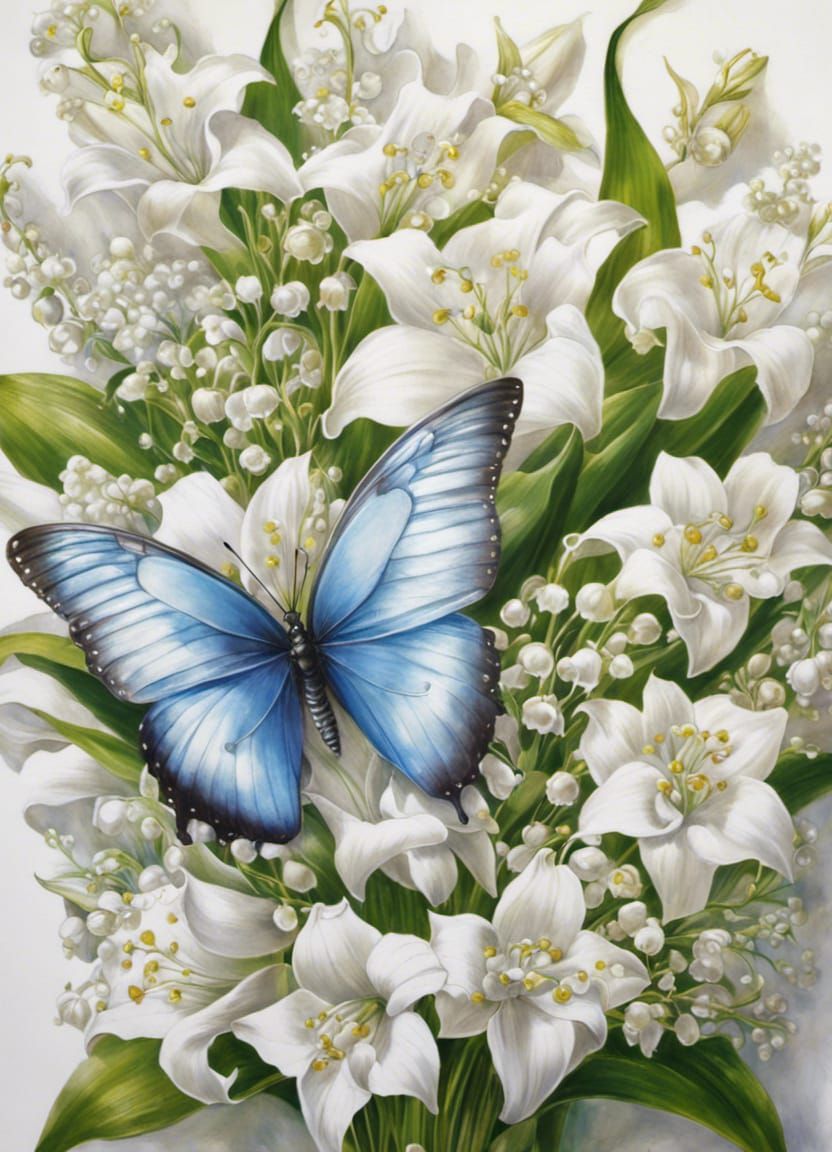 Monumental Lily Bouquet with Glitter and Butterflies