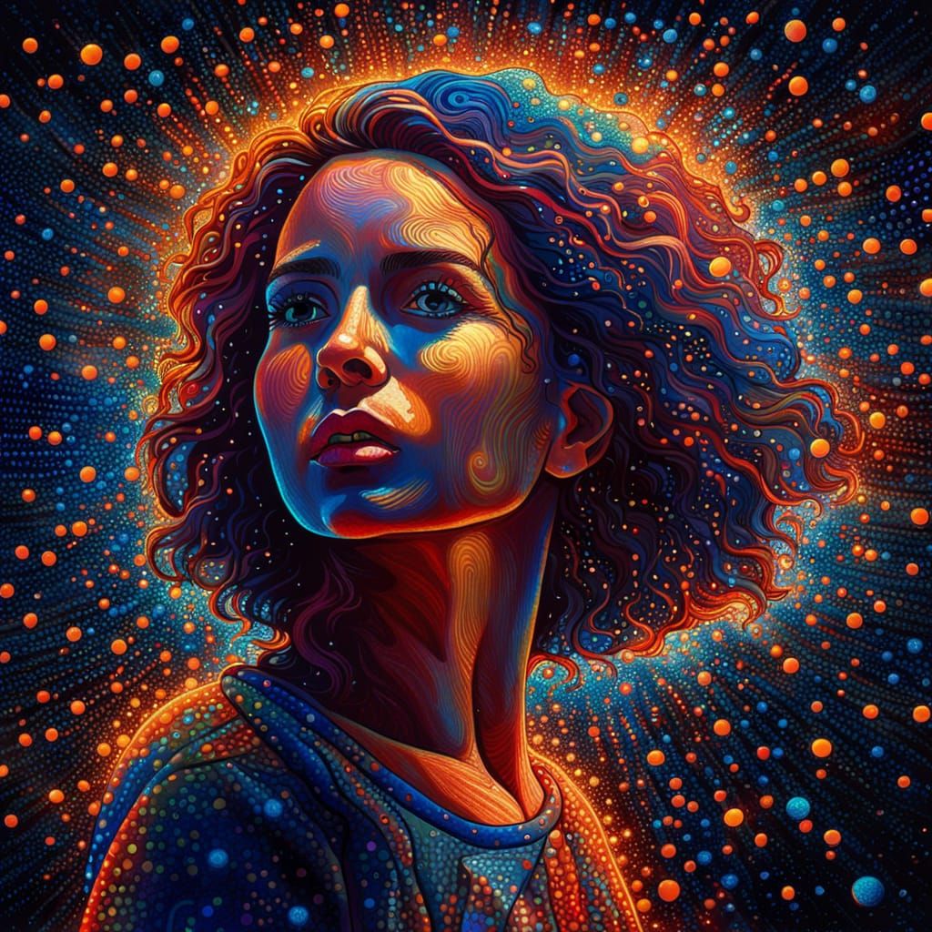 Abstract Portrait: Pointillism, Quantum Shine, Electrolumine...