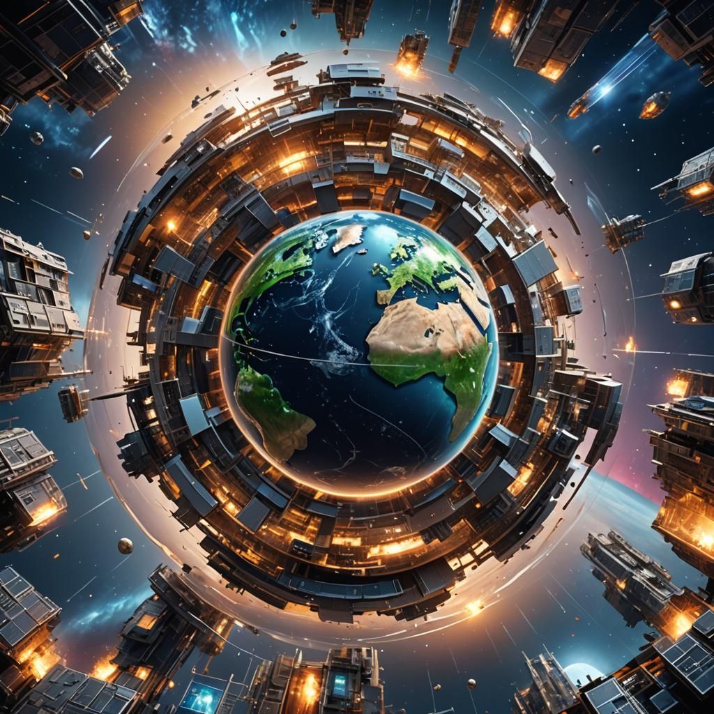 Futuristic Technology: Transparent Earth in Galaxy